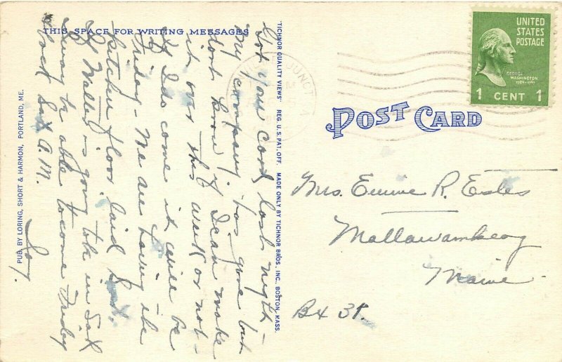 Portland Maine 1950s Postcard High School