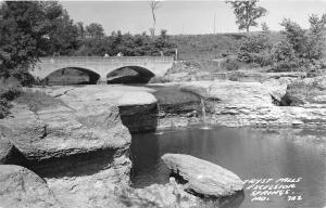 Excelsior Springs Missouri~Tryist Falls~People on Cement Bridge~1959 RPPC