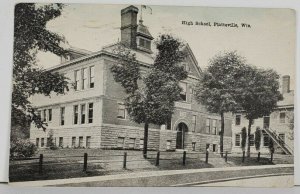 WI High School Building Platteville Wisconsin 1920 Postcard Q11