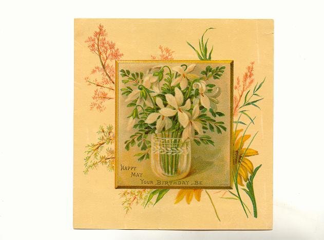 Vintage, Single Layer Birthday Card, Flowers