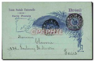 Entier Postal Brazil for M Claverie Faubourg St Martin Paris 1904