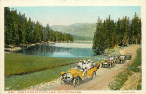 c1920 Postcard; Auto Stages at Sylvan Lake, Yellowstone National Park unposted