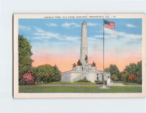 Postcard Lincoln Tomb, Oak Ridge Cemetery, Springfield, Illinois