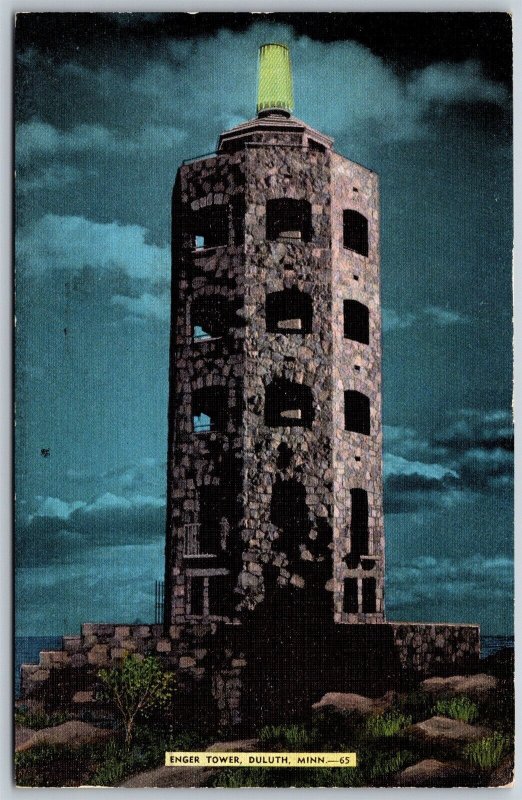 Vtg Duluth Minnesota MN Enger Memorial Tower 1940s Linen View Postcard