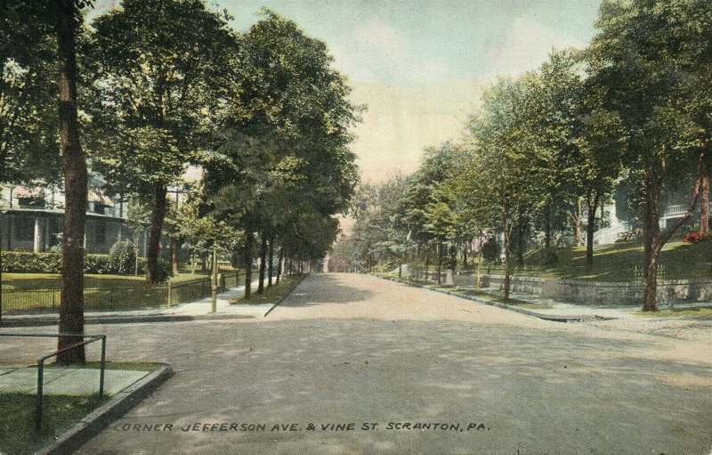 SCRANTON PA JEFFERSON AVENUE & VINE STREET ANTIQUE POSTCARD