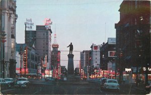 Postcard Utah Salt Lake City Main Street Night Neon Intermountain autos 23-11019