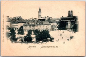 Muenchen - Sendlungerthirplatz Germany Building Grounds Pines Postcard