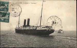 Le Havre France FR Steamer Steamship Gascogne 1909 Cancel Vintage PC