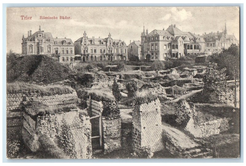 c1910 Roman Baths of 4th Century AD Trier Germany Antique Unposted Postcard