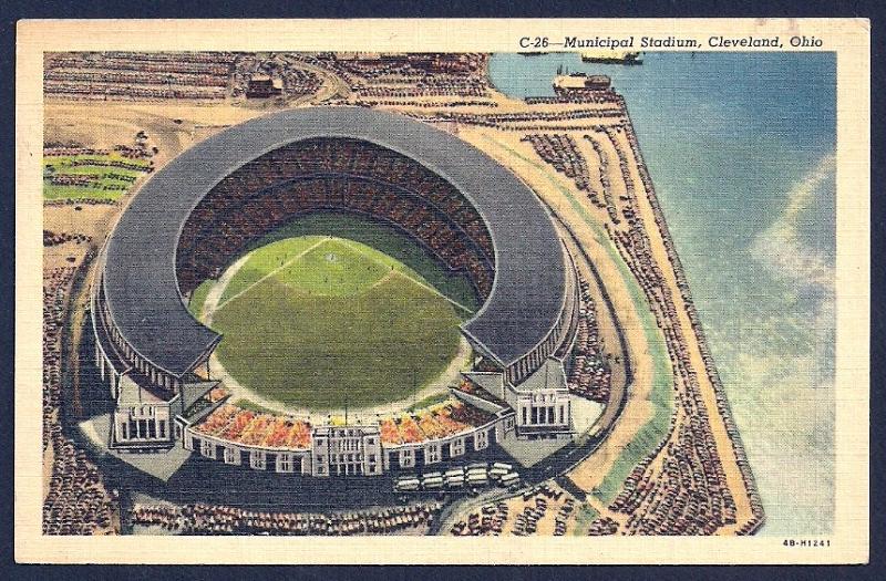 Stadium birdseye view Cleveland Ohio unused c1944