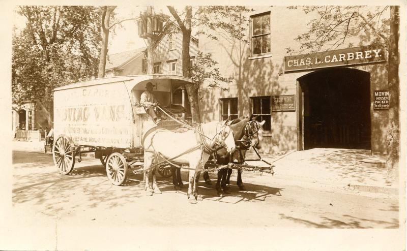 NY - Mount Vernon. Charles L. Carbrey Moving Vans, circa 1900. *RPPC