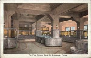 St. Petersburg FL First National Bank Interior c1920 Postcard