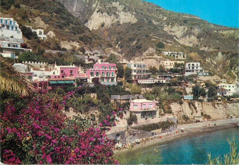 Postcard Italy Sant'Angelo d'Ischia Moronti's beach and Pink house