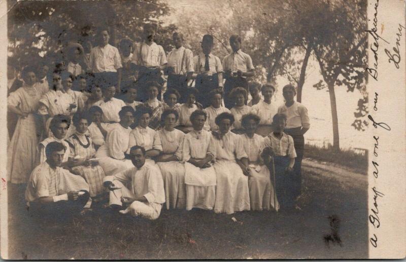 Milwaukee Wisconsin~Henry's Group at One of Our Basket Picnics~1909 RPPC 