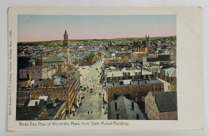 MA Copper Window Bird's Eye View of Worcester from State Mutual Postcard S14