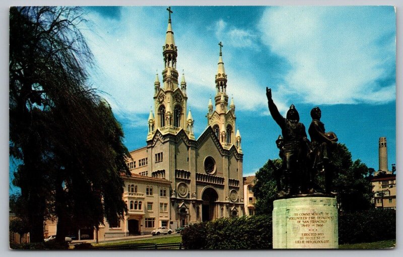 San Francisco California St Peter & Pauls Church Streetview Chrome Postcard 