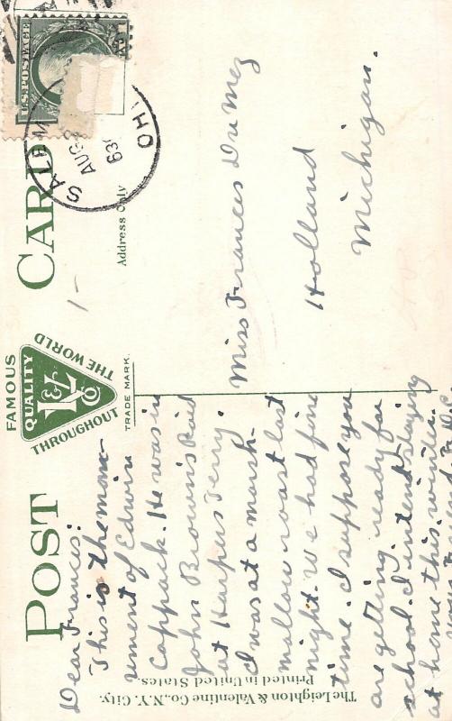 F28/ Salem Ohio Postcard c1910 Edwin Coppock Monument Hope