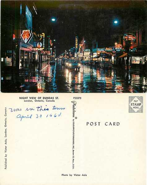 Night View of Dundas Street, London, Ontario, Canada, Pre-zip code chrome