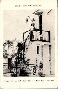 Florida Lake Wales Chalet Suzanne Girl Bringing Coffee and Orange Juice 1951