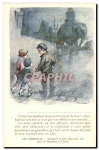 Old Postcard Fantasy Victor Hugo Les Miserables How little Gavroche draws Nap...