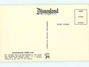 Vintage Postcard Disneyland Horse Drawn Street Car # 1028