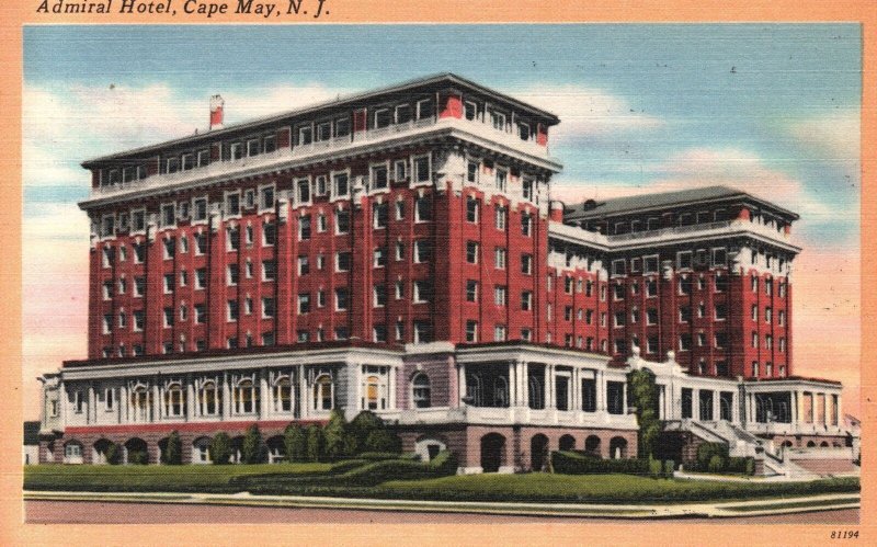 Vintage Postcard 1958 Admiral Hotel Building Landmark Cape May New Jersey NJ 