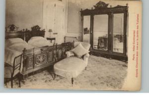 Paris France Hotel Interior Bed c1910 Postcard