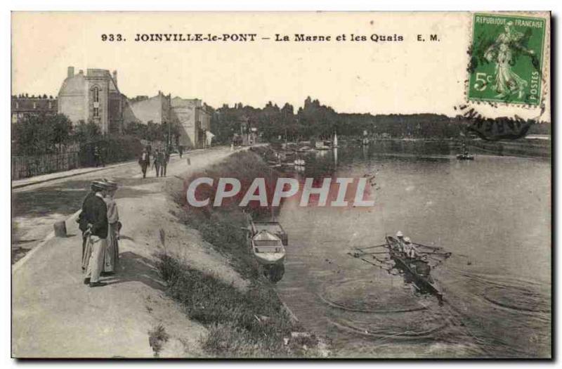 Joinville Old Postcard La Marne and docks (rowing)