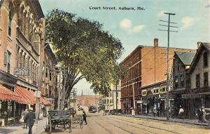 Auburn Maine Court Street Scene Kodak Sign Antique Postcard K32327