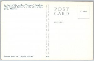 Calgary Alberta Canada 1950s Postcard Verterans Hospital