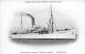 Durham Castle Union Castle Line Writing on back, missing stamp 