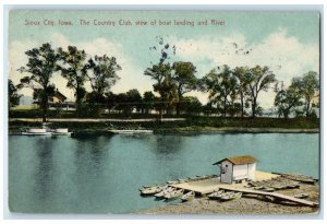1910 The Country Club View Of The Boat Landing And River Sioux City IA Postcard