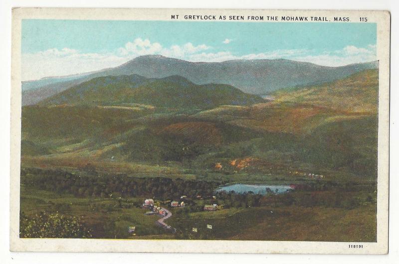 Berkshire MA Mount Greylock seen from Mohawk Trail Curteich Vintage Postcard