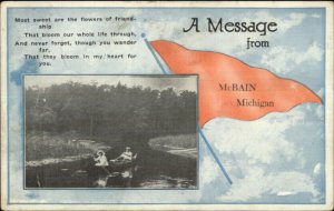 McBain MI Pennant Greeting w/ Poem c1915 Postcard