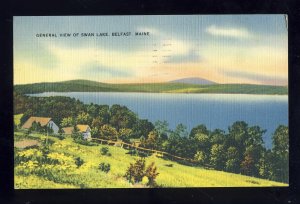 Early Belfast, Maine/ME Postcard, View Of Swan Lake, 1939!