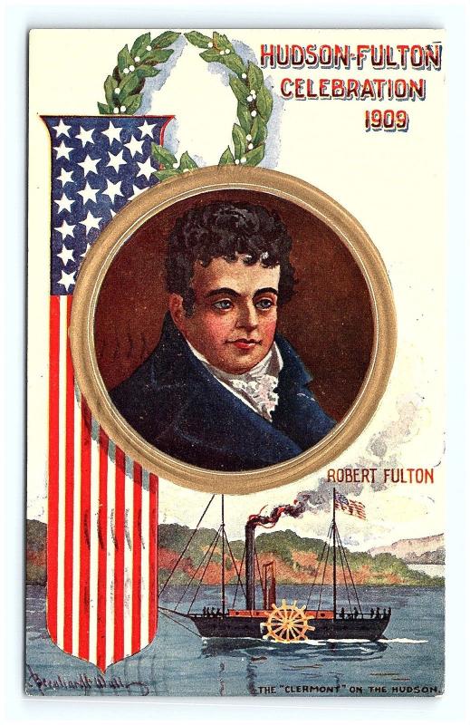 Postcard NY Hudson Fulton Celebration 1909 Robert Fulton Steam Boat 1909 G05