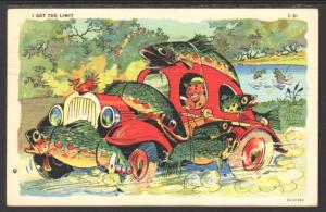 Exaggerated Fish,Car,Comic Postcard