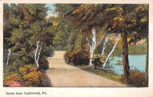 Lakewood Pennsylvania Scenic Roadway Waterfront Antique Postcard K86245