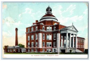 1909 St. Vincent's Hospital Exterior Scene Bridgeport Connecticut CT Postcard