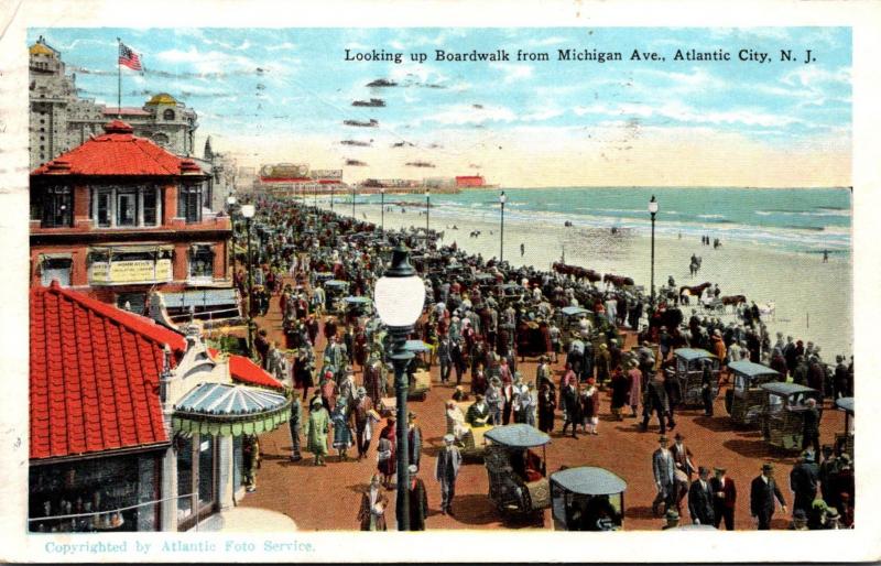 New Jersey Atlantic City Looking Up Boardwalk From Michigan Avenue 1926