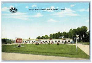 c1950's Sleepy Hollow Motor Court & Restaurant Cottages Starke Florida Postcard