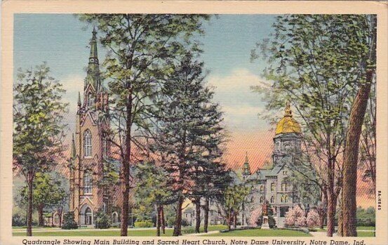 Quadrangle Showing Main Building And Sacred Heart Church Notre Dame Universit...