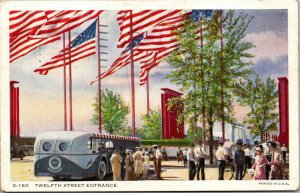 Vtg 1933 Chicago World's Fair Twelfth Street Entrance Illinois Linen Postcard