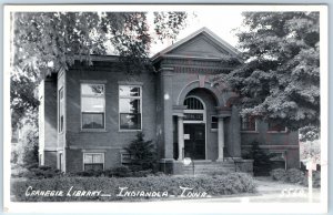 c1950s Indianola, IA RPPC Carnegie Library Brick Building Andrew Real Photo A107