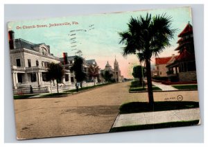 Vintage 1910 Postcard Church Street, Jacksonville, Florida