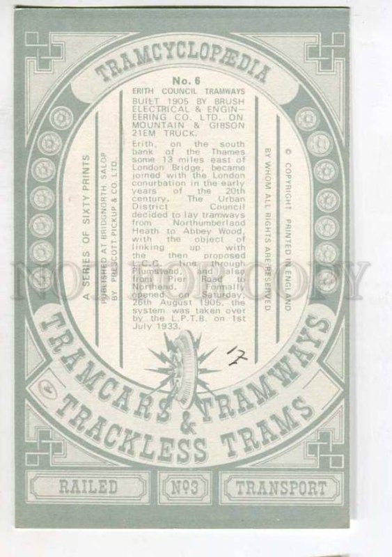 416247 Erith Council Tramways TRAM Old postcard