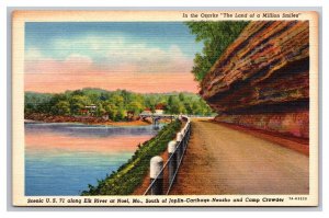 US Highway Along 71 Elk River Near Neosho Missouri MO UNP Linen Postcard N25