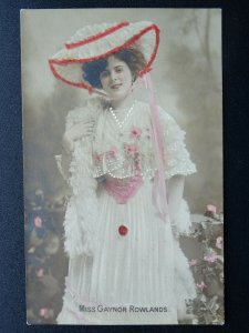 Actress MISS GAYNOR ROWLANDS Autograph & Message - Old RP Postcard