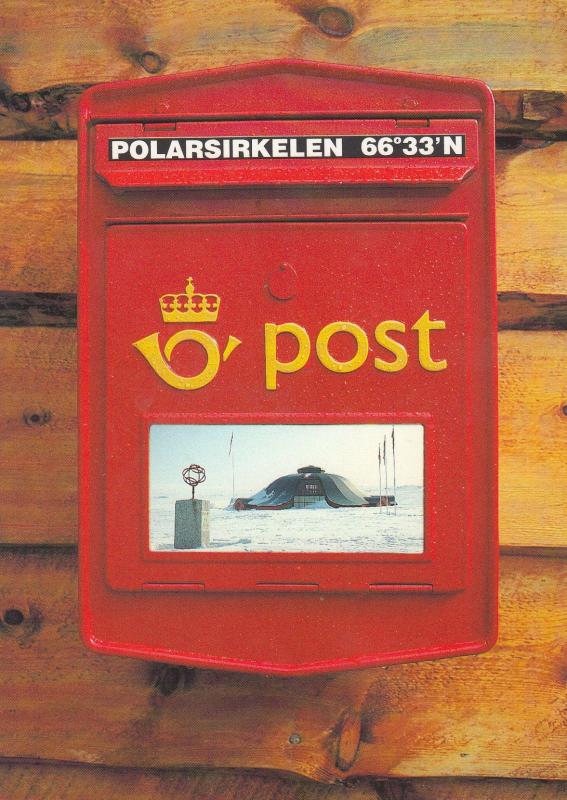 Arctic Circle Norway Mail Post Postman Pillar Box Postcard