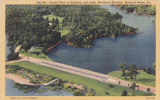 Virginia Newport News Aerial View Of Entrance And Lake Mariner's Museum